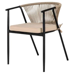 Armlehnenstuhl in Beigegrau Kordelgeflecht - Amelie (4er Set)^Wohnen Hot