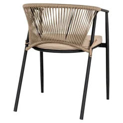 Armlehnenstuhl in Beigegrau Kordelgeflecht - Amelie (4er Set)^Wohnen Hot