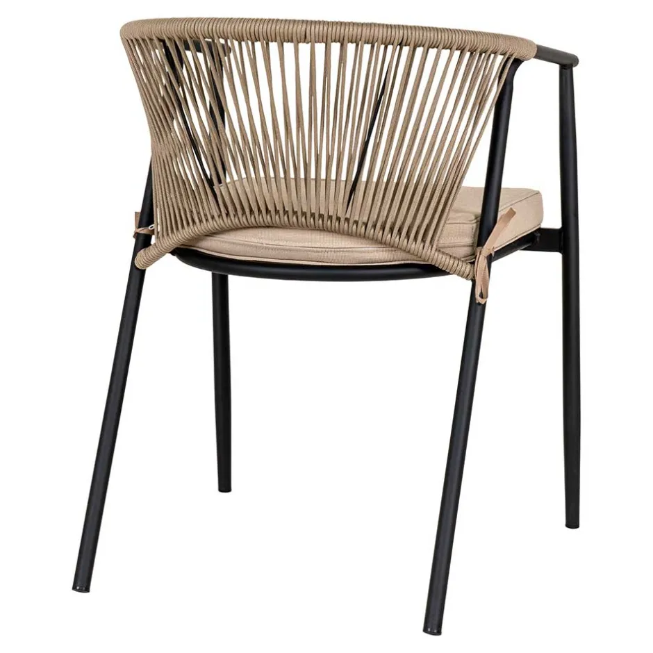 Armlehnenstuhl in Beigegrau Kordelgeflecht - Amelie (4er Set)^Wohnen Hot