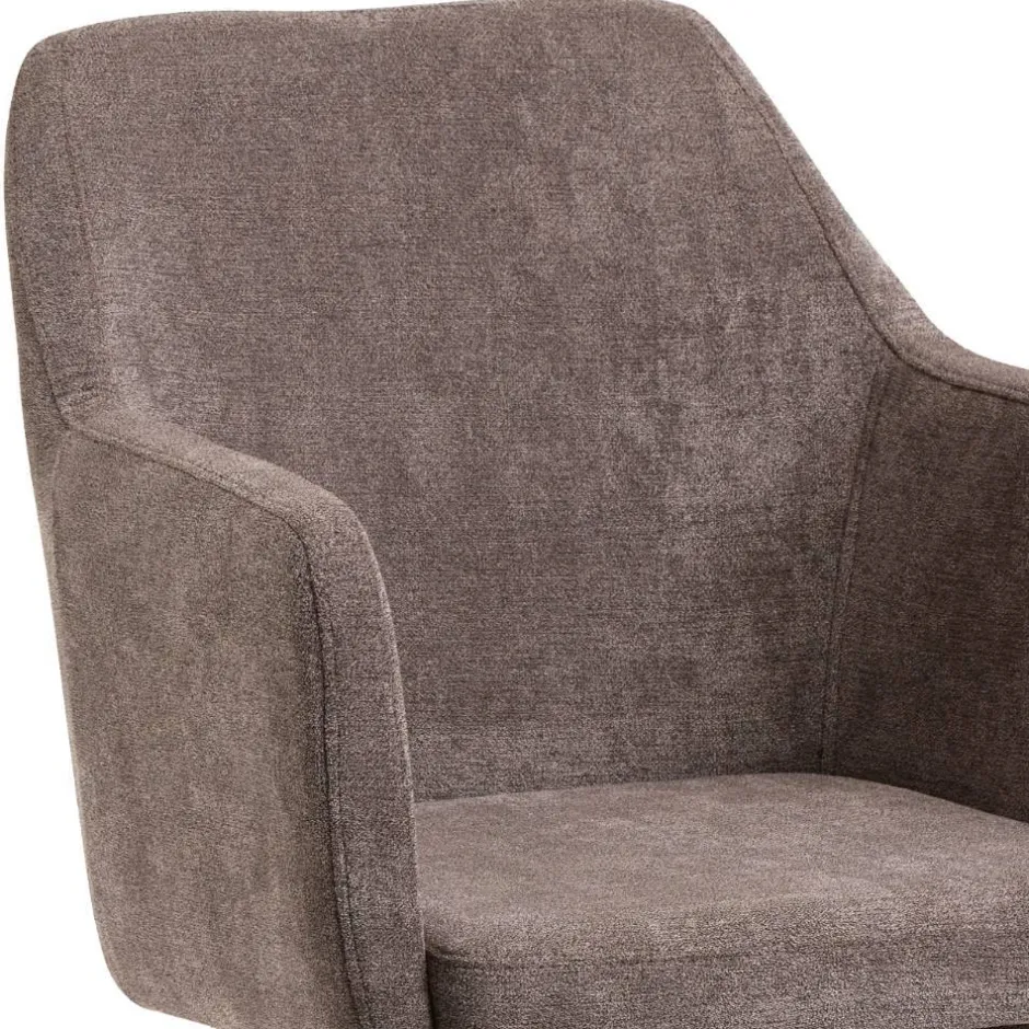 Wohnen Armlehnenstuhl in Braun Flockstoff - Faneno