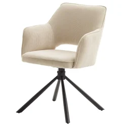 Wohnen Armlehnenstuhl in Creme Cord - Makimona (2er Set)