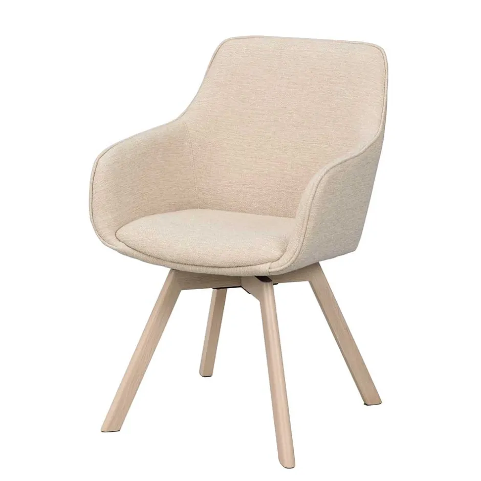 Wohnen Armlehnenstuhl in Cremeweiß Stoff - Systrem (2er Set)