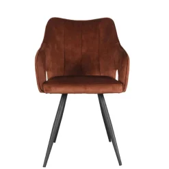 Armlehnenstuhl in Rost Braun Velours - Welinda^Wohnen Online