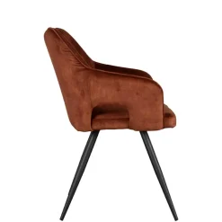 Armlehnenstuhl in Rost Braun Velours - Welinda^Wohnen Online