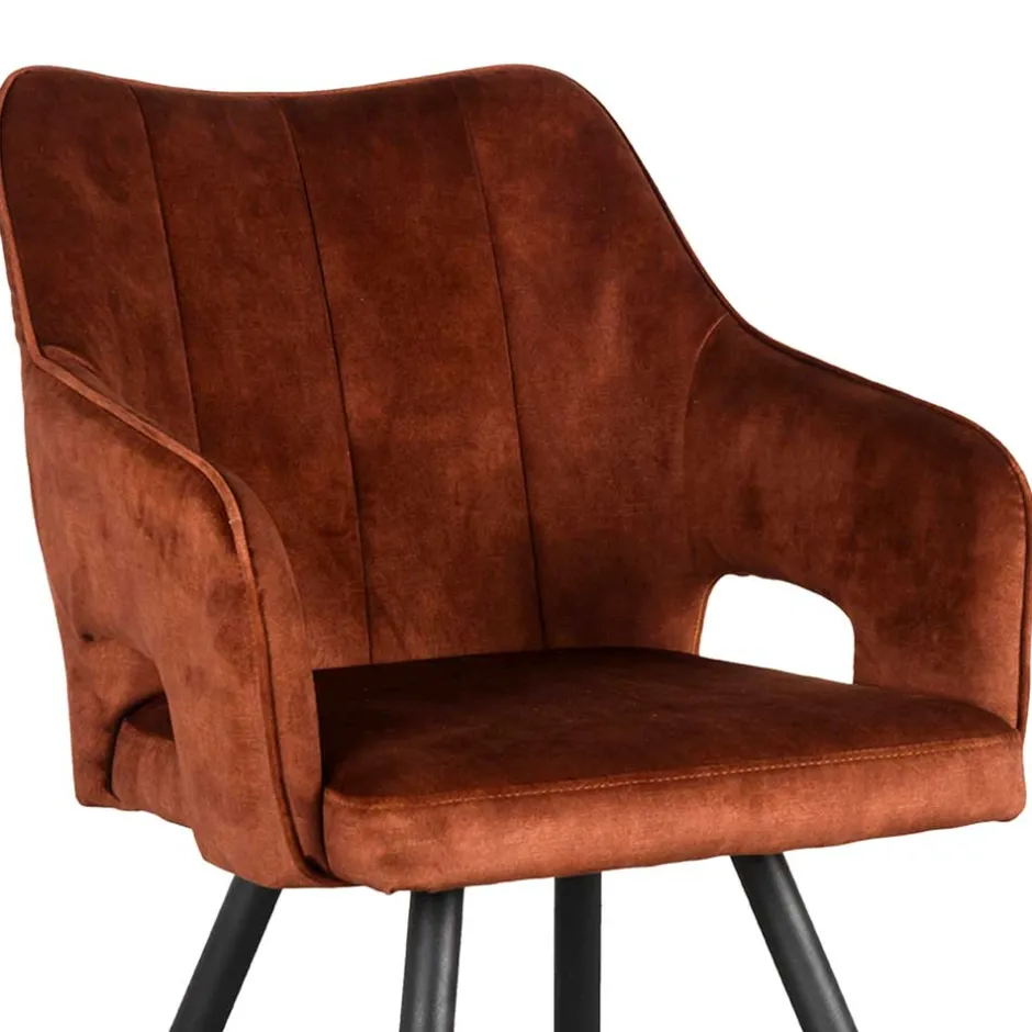 Armlehnenstuhl in Rost Braun Velours - Welinda^Wohnen Online