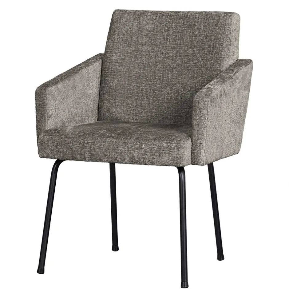 Wohnen Armlehnenstuhl in Taupe Webstoff - Kalindo (2er Set)