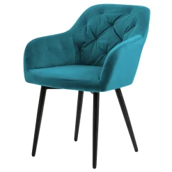 Armlehnenstuhl in Türkis Blau Samt - Benitov^Wohnen Clearance