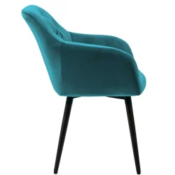 Armlehnenstuhl in Türkis Blau Samt - Benitov^Wohnen Clearance