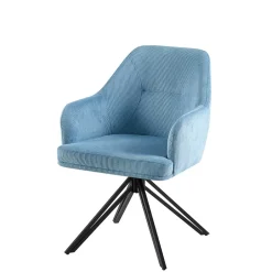 Armlehnenstuhl mit Cord in Hellblau - Vacca (2er Set)^Wohnen Clearance