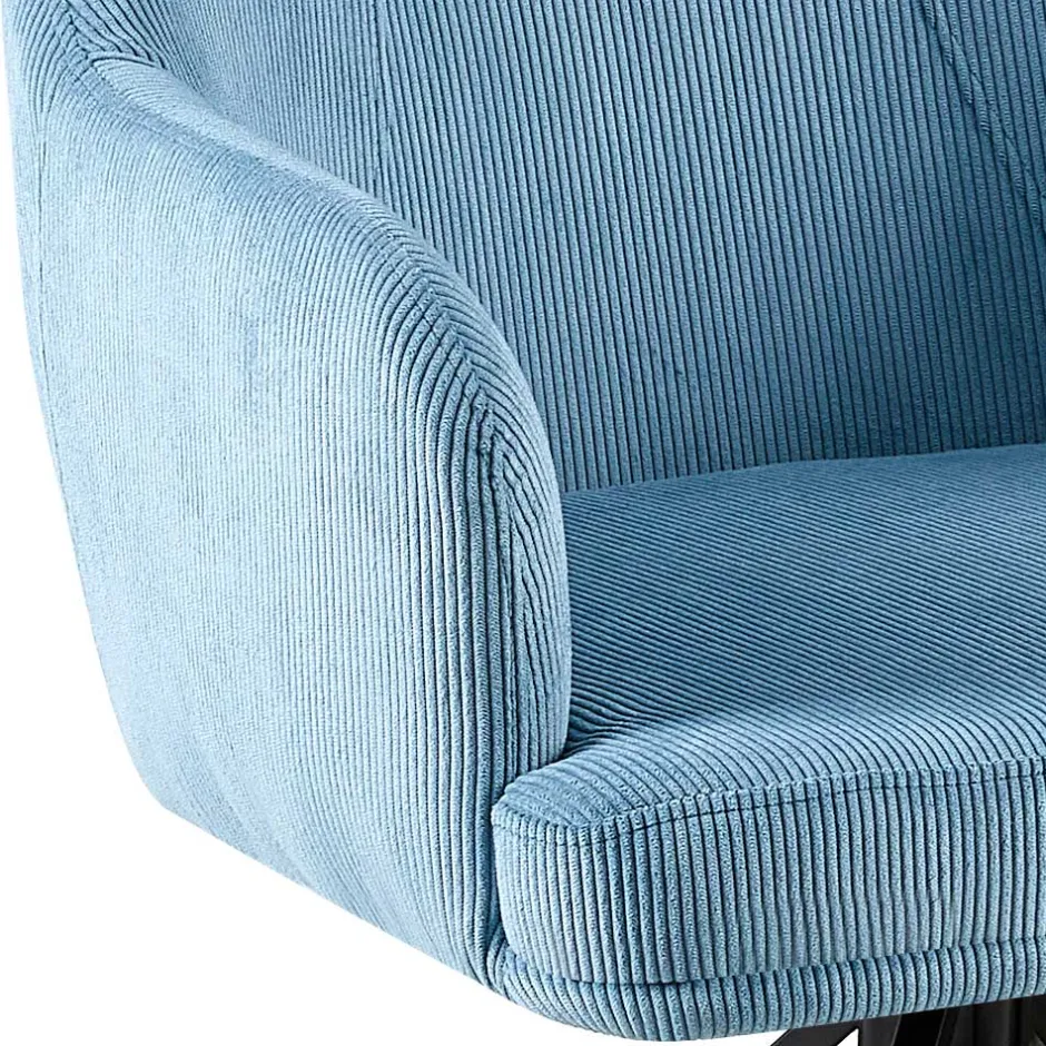 Armlehnenstuhl mit Cord in Hellblau - Vacca (2er Set)^Wohnen Clearance