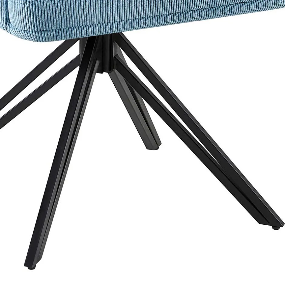 Armlehnenstuhl mit Cord in Hellblau - Vacca (2er Set)^Wohnen Clearance