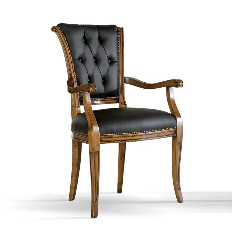 Armlehnenstuhl mit Leder in Dunkelgrau - Naresh^Wohnen Hot