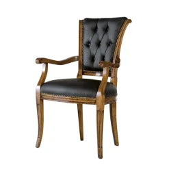 Armlehnenstuhl mit Leder in Dunkelgrau - Naresh^Wohnen Hot