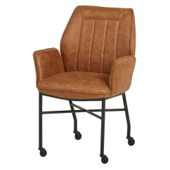 Wohnen Armlehnenstuhl mit Rollen in Braun Microfaser - Echora (2er Set)