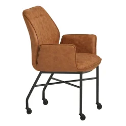 Wohnen Armlehnenstuhl mit Rollen in Braun Microfaser - Echora (2er Set)