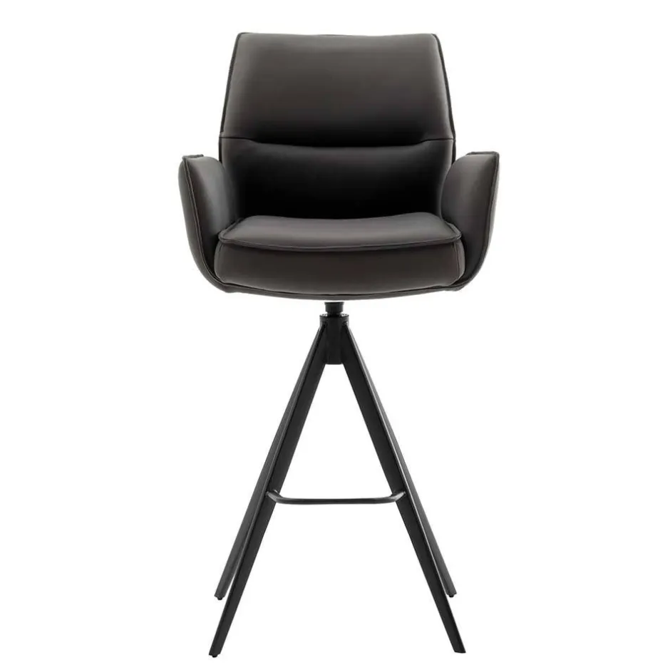 Wohnen Armlehnen-Tresenstühle aus Echtleder - Delamaro (2er Set)