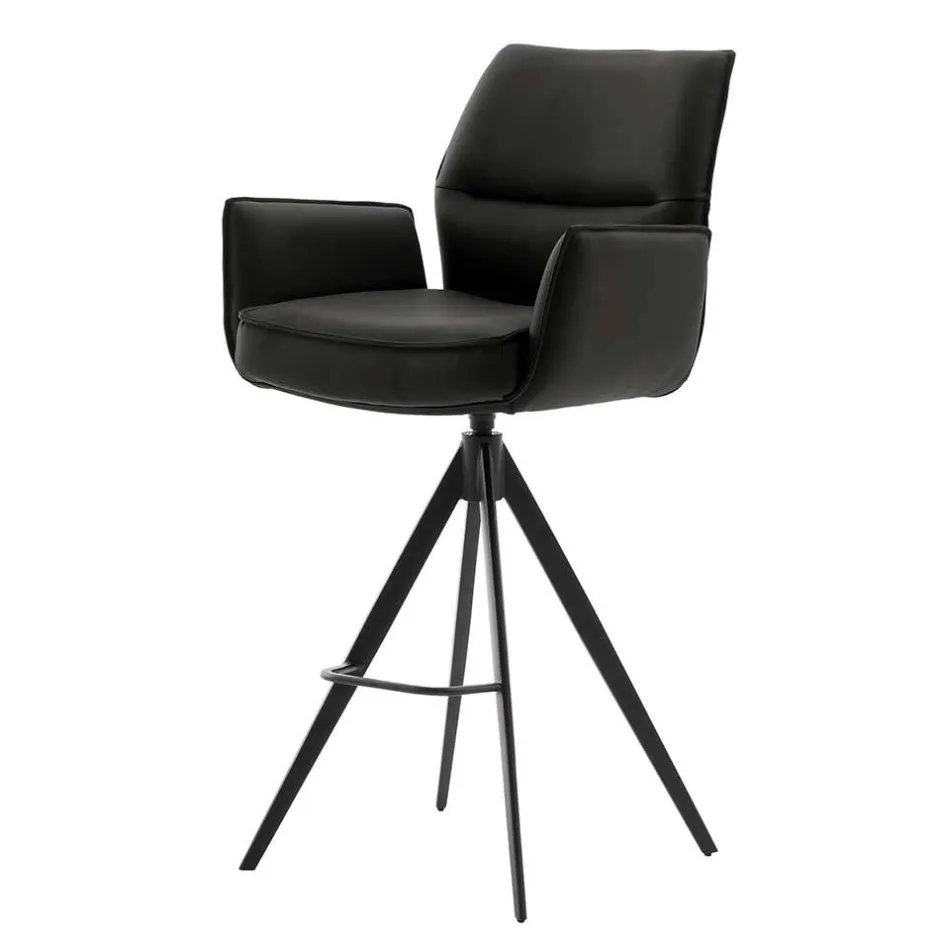 Wohnen Armlehnen-Tresenstühle aus Echtleder - Delamaro (2er Set)