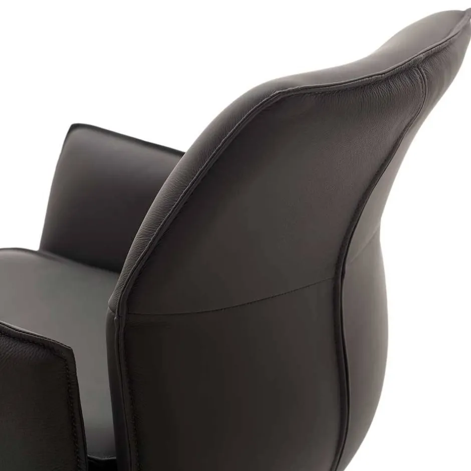 Wohnen Armlehnen-Tresenstühle aus Echtleder - Delamaro (2er Set)