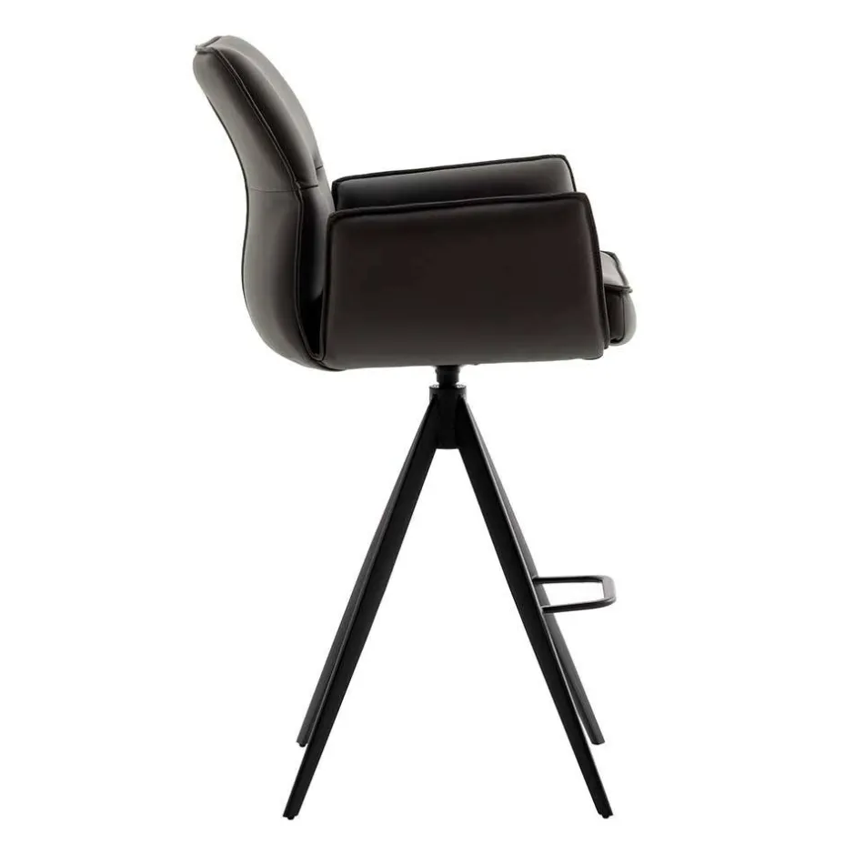 Wohnen Armlehnen-Tresenstühle aus Echtleder - Delamaro (2er Set)