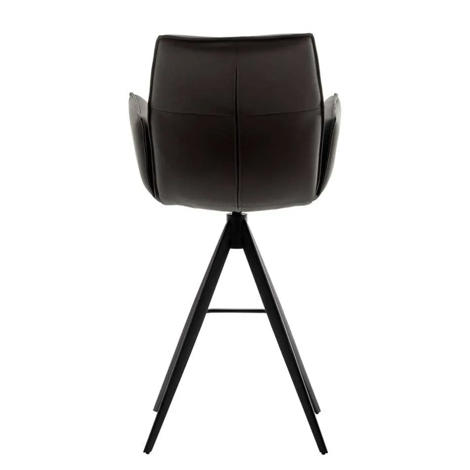 Wohnen Armlehnen-Tresenstühle aus Echtleder - Delamaro (2er Set)