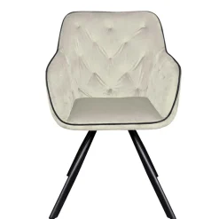 Wohnen Armlehner Polsterstuhl in Creme Samt - Pape