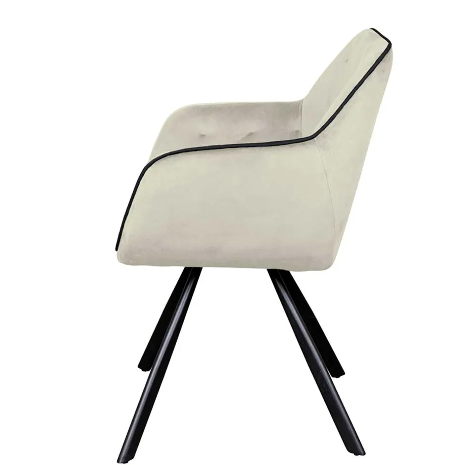 Wohnen Armlehner Polsterstuhl in Creme Samt - Pape