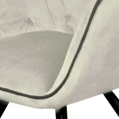 Wohnen Armlehner Polsterstuhl in Creme Samt - Pape