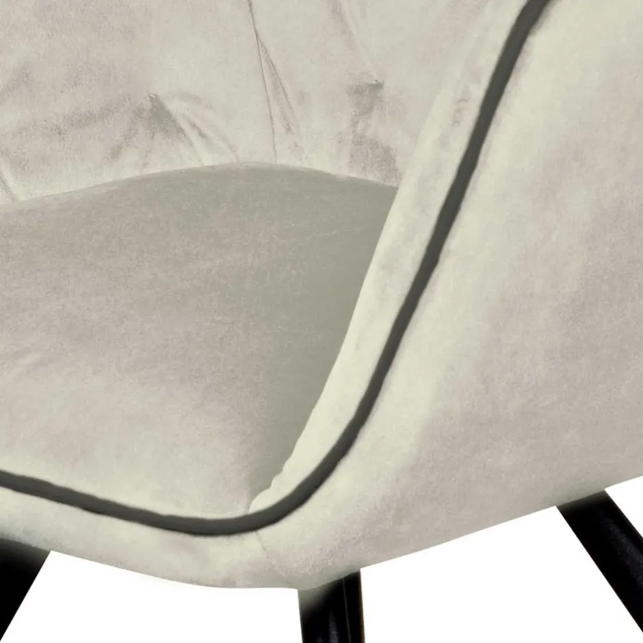 Wohnen Armlehner Polsterstuhl in Creme Samt - Pape