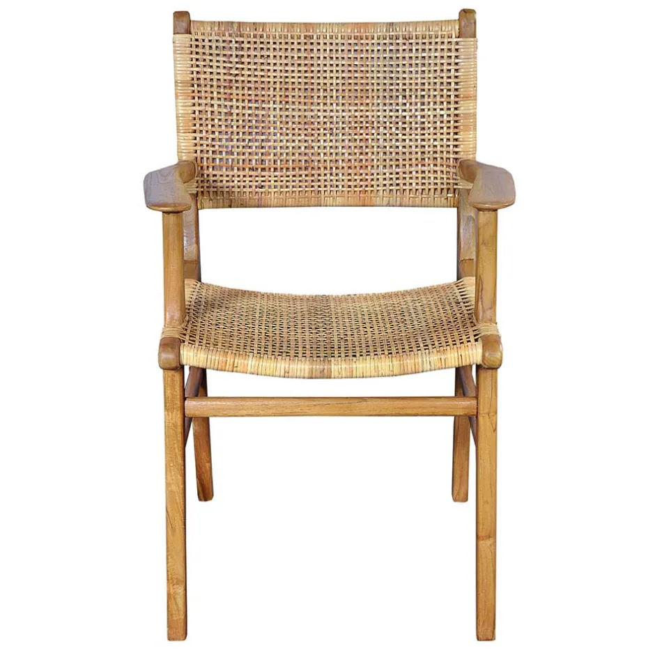 Wohnen Armlehnstuhl aus Rattangeflecht & Teakholz - Casserra