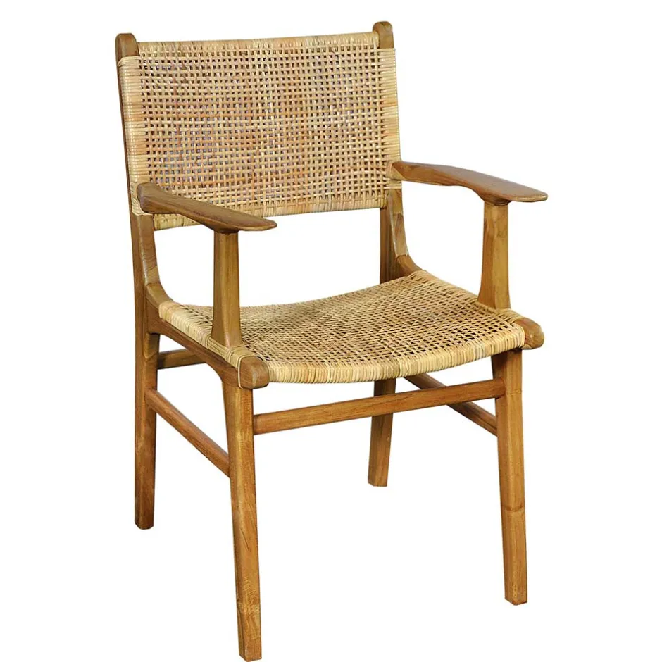 Wohnen Armlehnstuhl aus Rattangeflecht & Teakholz - Casserra