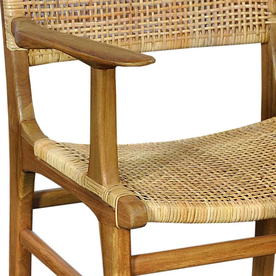 Wohnen Armlehnstuhl aus Rattangeflecht & Teakholz - Casserra