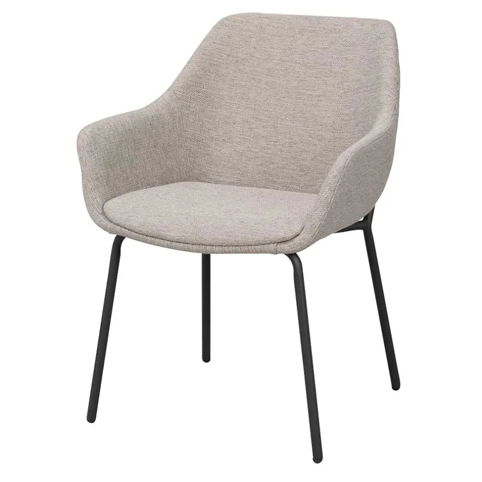 Armlehnstuhl aus Webstoff Hellgrau - Beau (2er Set)^Wohnen Best