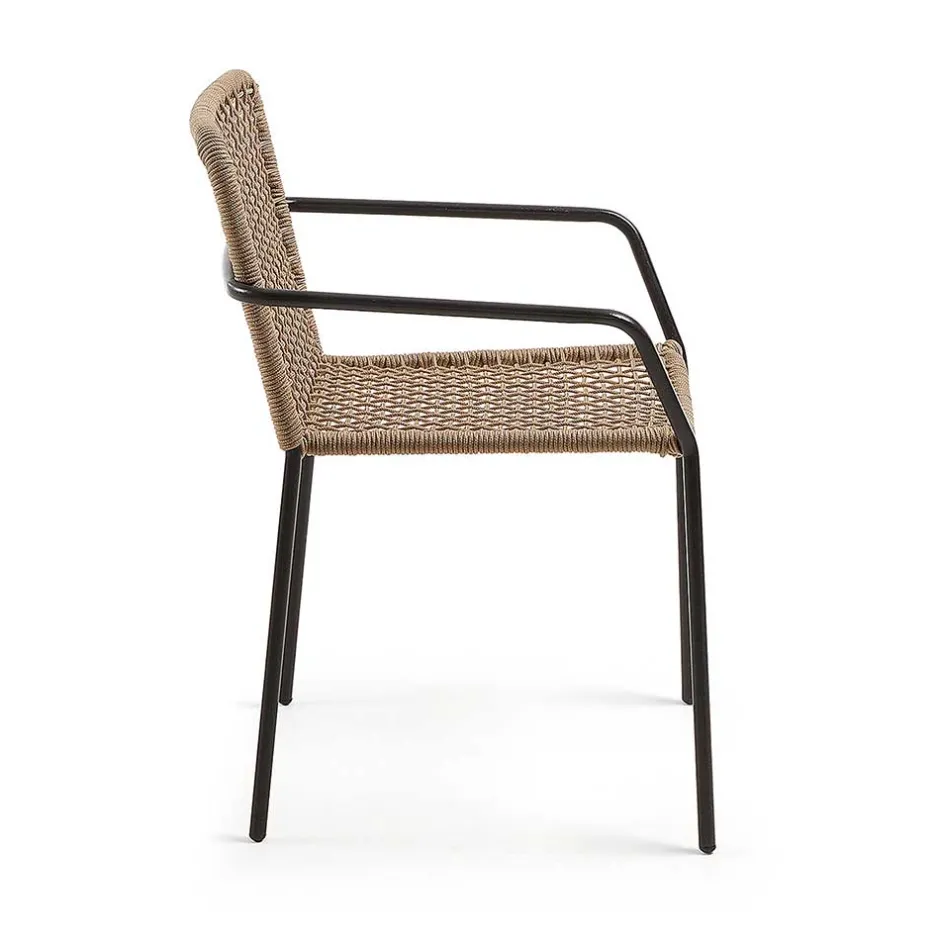 Wohnen Armlehnstuhl in Beige & Schwarz - Locoro (4er Set)