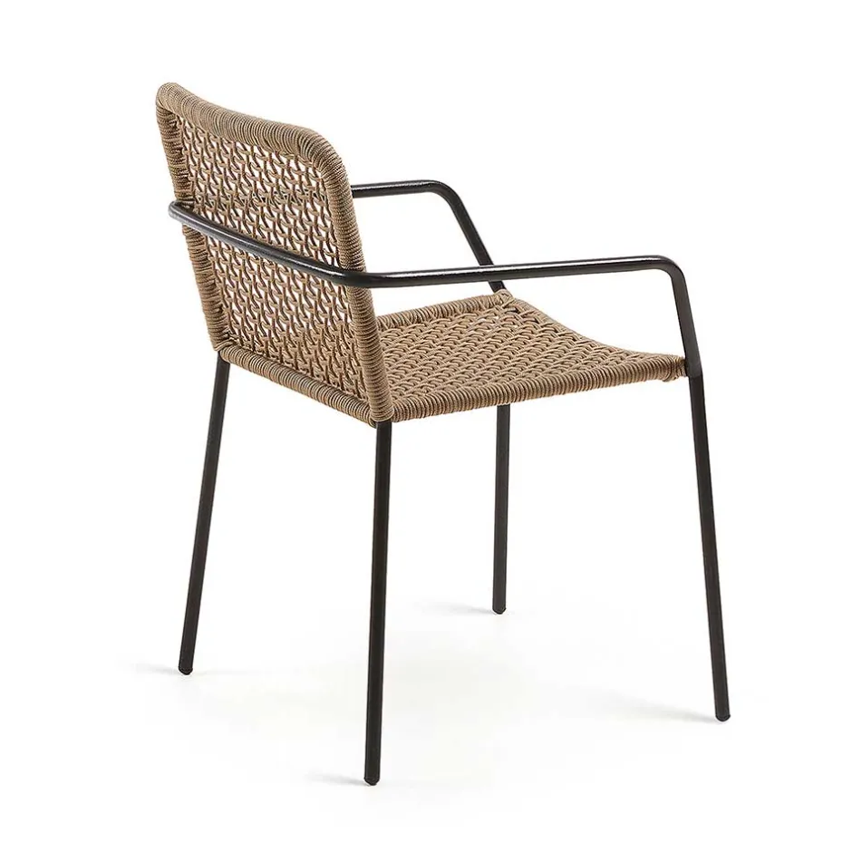 Wohnen Armlehnstuhl in Beige & Schwarz - Locoro (4er Set)