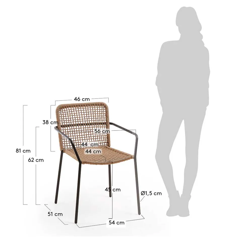 Wohnen Armlehnstuhl in Beige & Schwarz - Locoro (4er Set)