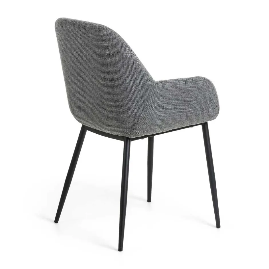 Armlehnstuhl in Dunkelgrau Chenille - Miami (4er Set)^Wohnen Best