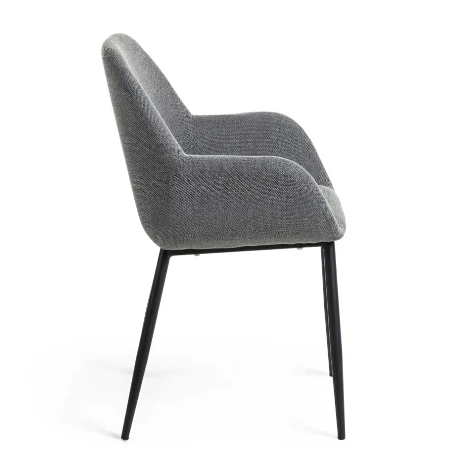 Armlehnstuhl in Dunkelgrau Chenille - Miami (4er Set)^Wohnen Best