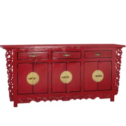 Wohnen Asia Design Sideboard aus Massivholz in Rot - Iscian