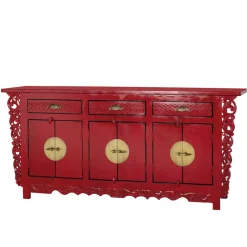 Wohnen Asia Design Sideboard aus Massivholz in Rot - Iscian