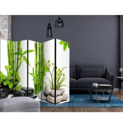 Wohnen Asian Style Paravent Bambus & Kiesel - Zoom