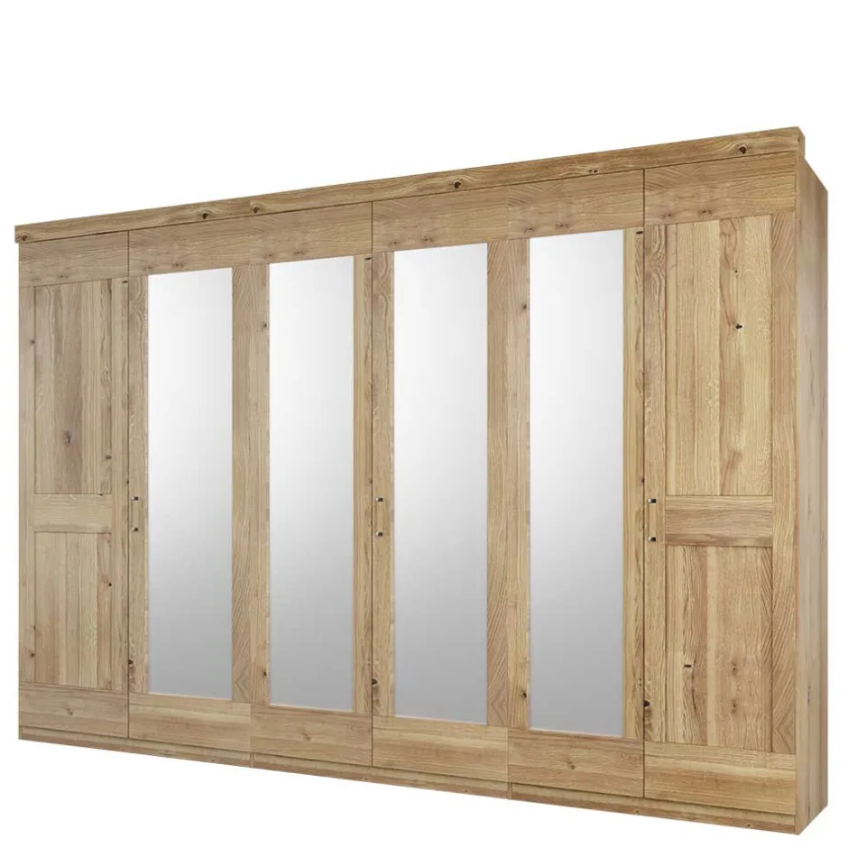 Asteiche Kleiderschrank 6-türig mit 4 Spiegeln - Zamron^Wohnen Sale