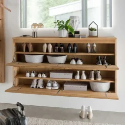 Asteiche Schuhschrank für die Wandmontage - Sotunes^Wohnen Sale