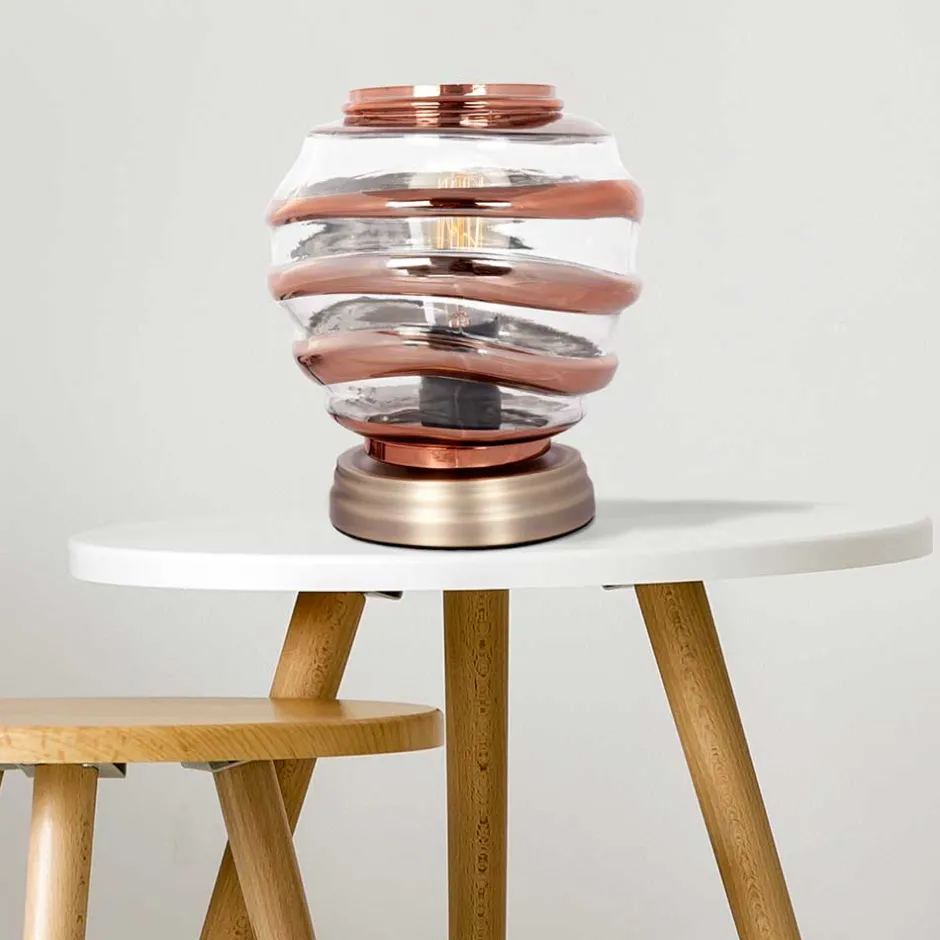 Ausgefallene Tischlampe aus Metall & Glas - Anyel^Wohnen Discount