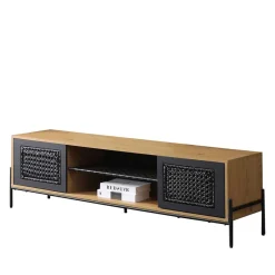 Wohnen Ausgefallenes TV Board mit Kunstrattan Einsätzen - Zavias