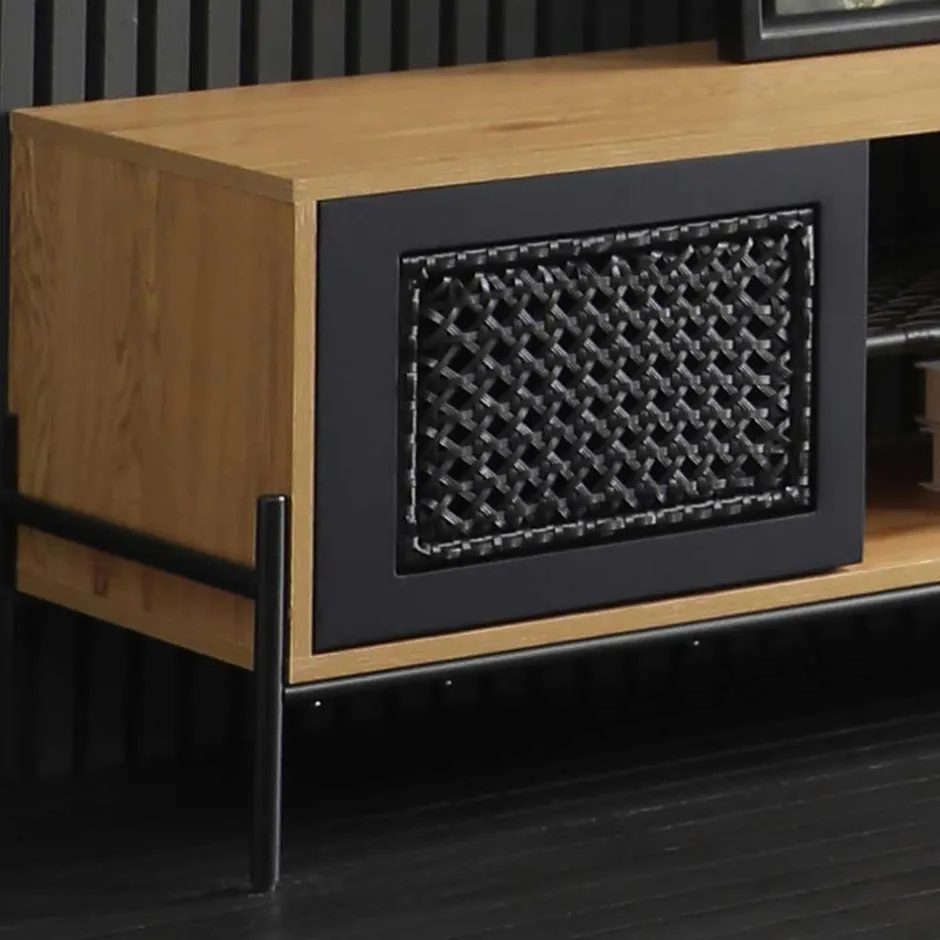 Wohnen Ausgefallenes TV Board mit Kunstrattan Einsätzen - Zavias