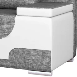 Ausklappbares Sofa in Beigegrau und Weiß - Liron^Wohnen Clearance