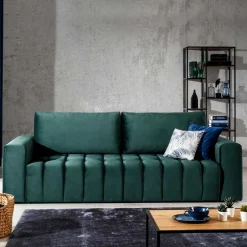 Ausklappbares Sofa in Grün Samt - Olenka^Wohnen Discount