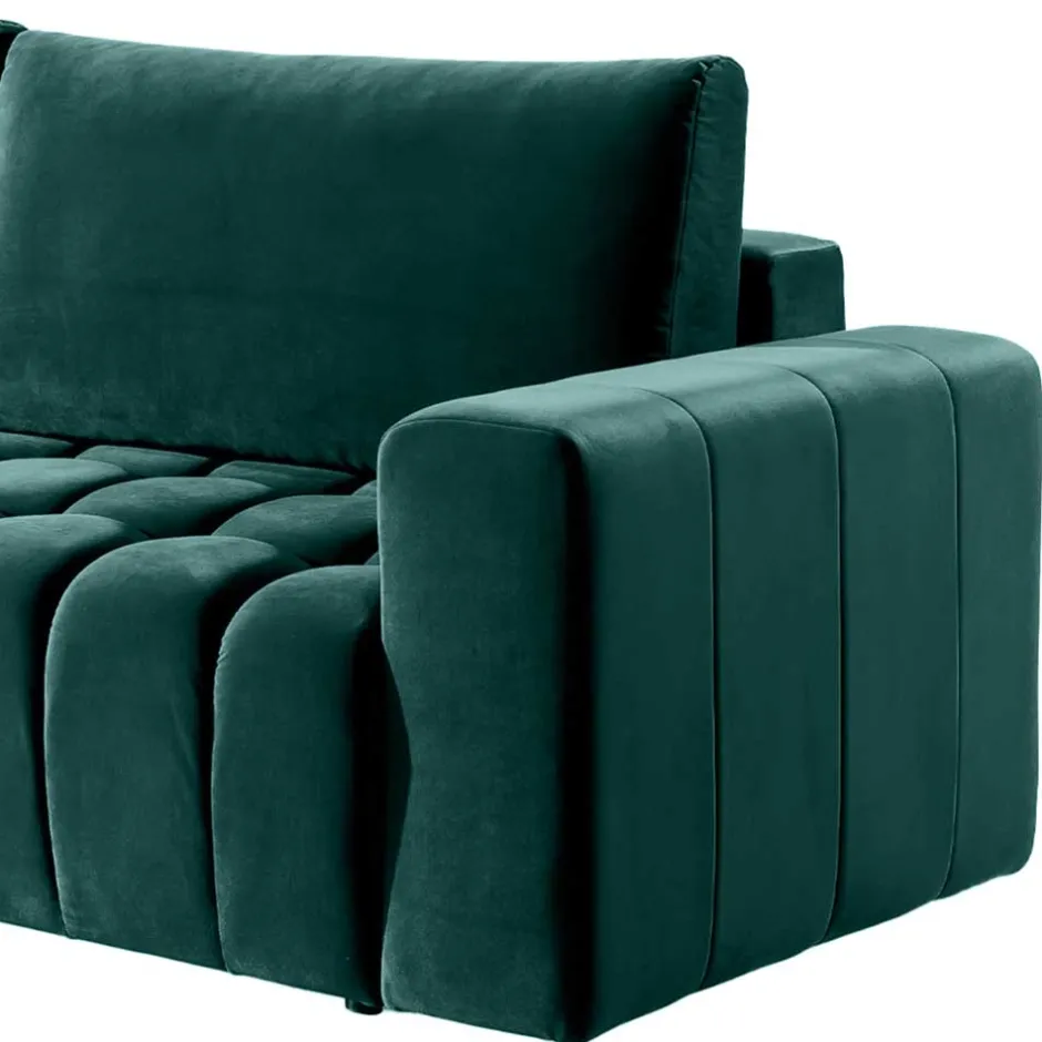 Ausklappbares Sofa in Grün Samt - Olenka^Wohnen Discount