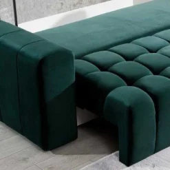 Ausklappbares Sofa in Grün Samt - Olenka^Wohnen Discount