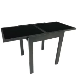 Wohnen Ausziehbarer Balkontisch aus Schwarzglas - Gianmario